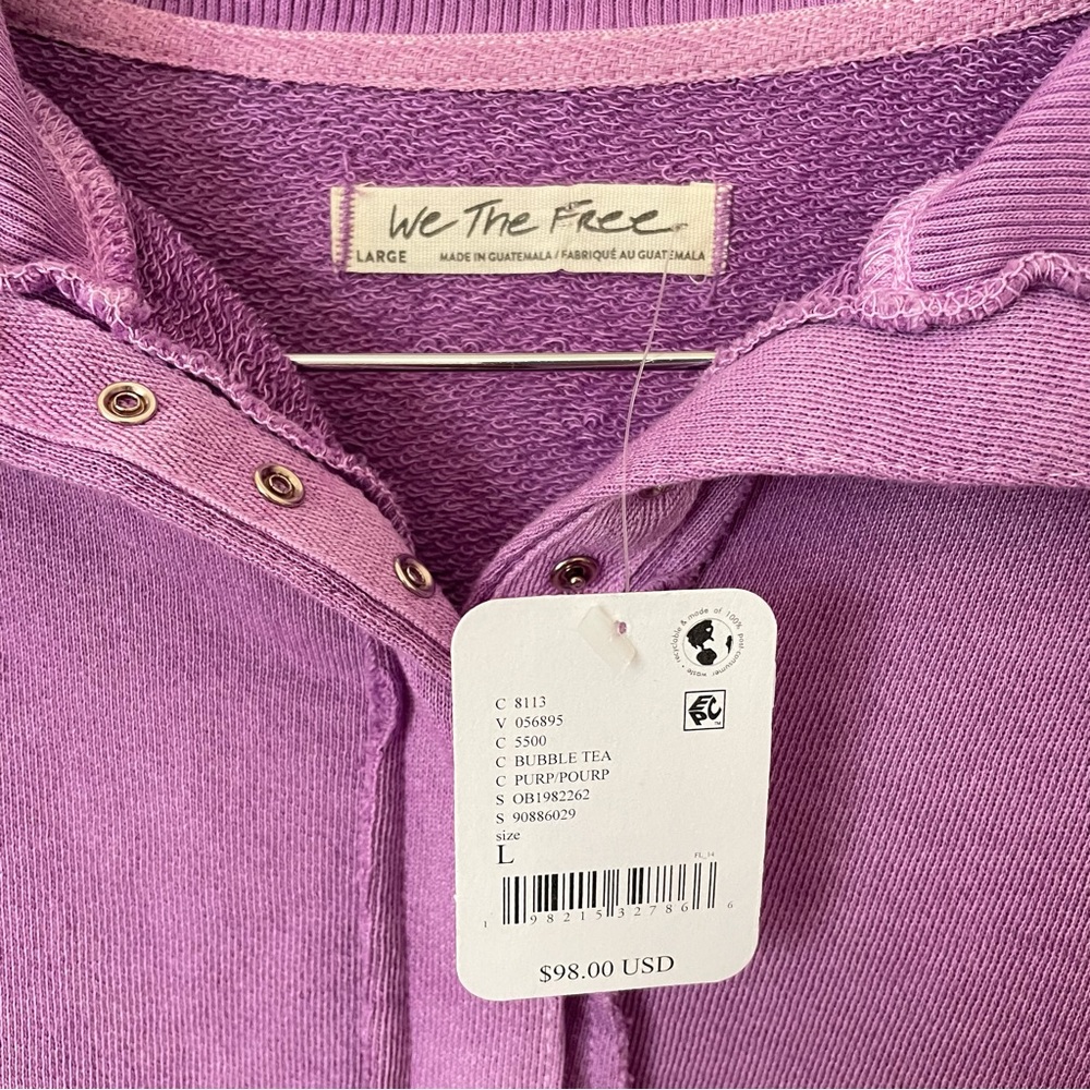 NEW Free People We The Free Camden Henley Pullover Sweatshirt Bubble Tea Large - Picture 6 of 7